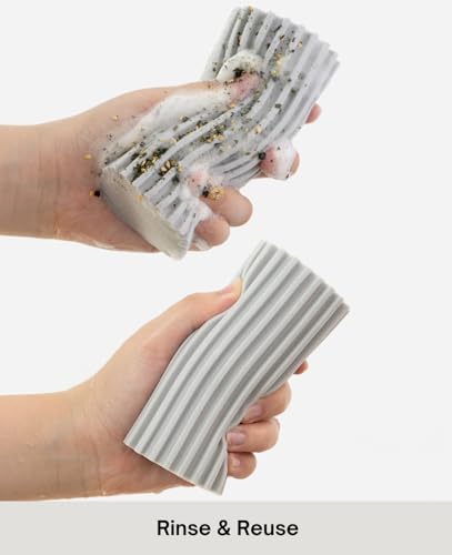 Image of 4-Pack Damp Clean Duster Sponge, Grey, Magic Reusable Sponge for Housekeeping, Zero Scratches, Pre-moistened, Suitable for Window Blinds, Fan Blades, Vents, Baseboards, and More.