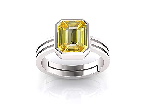 Bague en saphir jaune véritable cadeau précieux non traité plaqué argent