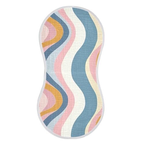 2 Pack Baby Burp Cloths, Soft Absorbent Burping Cloths for Babies, Cotton Milk Spit Up Rags, Large Size for Newborns, Baby Boys and Girls (Simple Colored Ripple)2