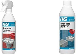 HG Limescale Remover Foam Spray Extra Strong, 500ml & Limescale Remover Concentrate, Bathroom Scale Cleaner, Removes Stains & Deposits from Shower Heads, Taps, Baths & Screens (500ml) - 100050106