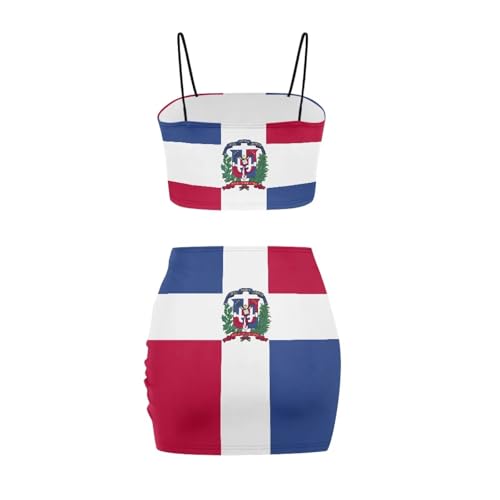 Image of Biyejit Women's 2 Piece Summer Outfits Spaghetti Strap Crop Tops and Bodycon Mini Skirt Dress Set Plus Size S-4XL