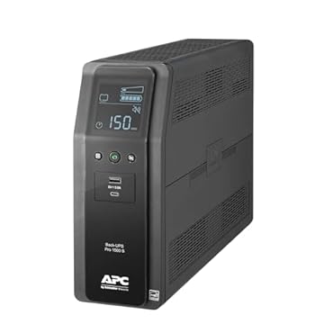APC UPS 1500VA Sine Wave UPS bateria de reserva, fonte de alimentação de bateria de reserva BR1500MS2, AVR, 10 tomadas, (2) portas de carregador USB