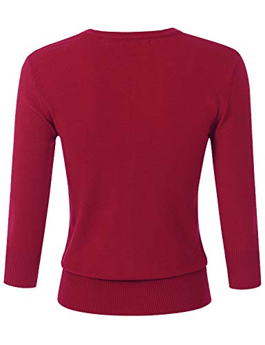 Image of Women's 3 /4 Sleeve Crew Neck Button Down Stretch Knit Cardigan Sweater (S-3XL)
