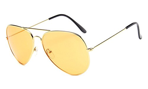 Chezi Unisex Gold Wire Frame Tinted Lens Aviator Sunglasses