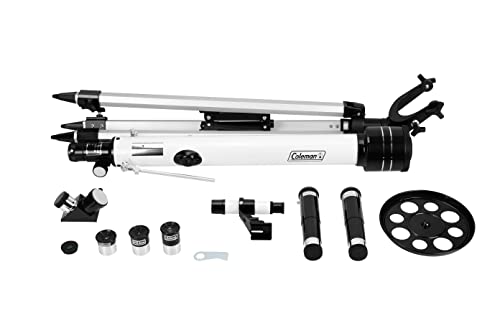 Image of Coleman 700mm x 60mm Refractor Telescope (35x-525x) Kit with Heavy-Duty Carrying Case - Elegant White