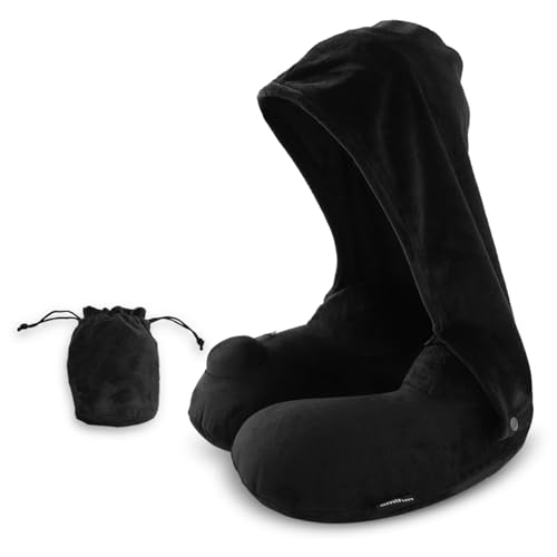 amifun ネックピロー 飛行機 車用 低反発 首枕 フード フード付き 旅行...