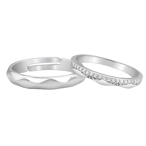 Image of GIVA Unisex Adult 925 Silver Forever Us Couple Bands,Male Ring: Indian - 18,Female Ring: Indian - 12| Gifts for Couples | With Certificate of Authenticity and 925 Stamp | 6 Months Warranty, One Size
