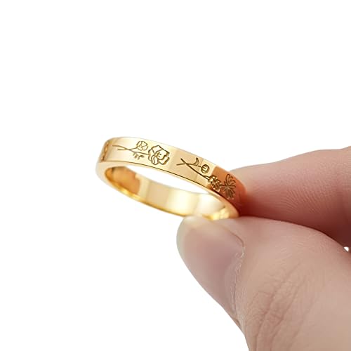 Personalized Birth Flower Ring - Elegant Sterling Silver Birth Flower Jewelry, Custom Ring, Unique and Meaningful Gift for Her on Special Occasions