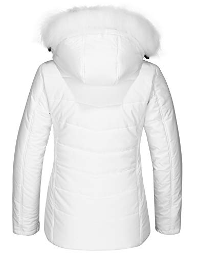 Skieer Women's Mountain Skiing Jacket Waterproof Snow Coat Outdoor Windbreaker(White,Medium) - Image 3
