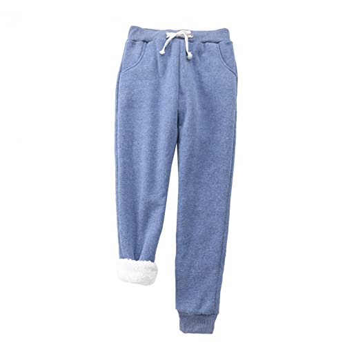 CHAOEN Pantalon de jogging en polaire pour femme avec doublure sherpa - Pantalon de survêtement surdimensionné pour la maison, l'entraînement, le sport et les loisirs, bleu, XXXL thumbnail