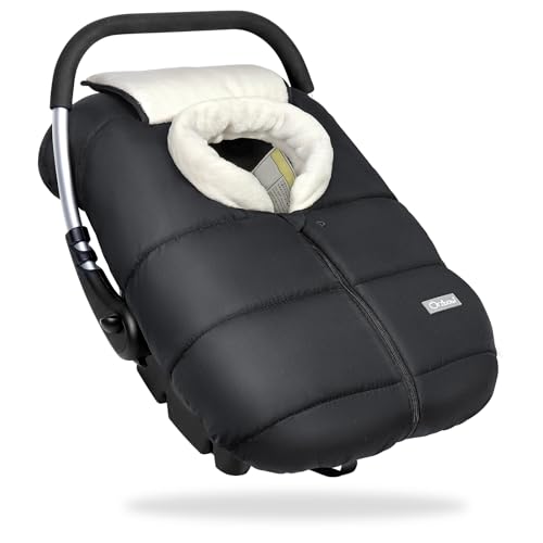 Image of Orzbow Winter Carseat Cover for Baby, Baby Car Seat Cover for Boys & Girls, Coral Fleece Infant Car Seat Covers with Collar for Cold Weather, Waterproof, Newborn Essentials Must Have for Winter, Black