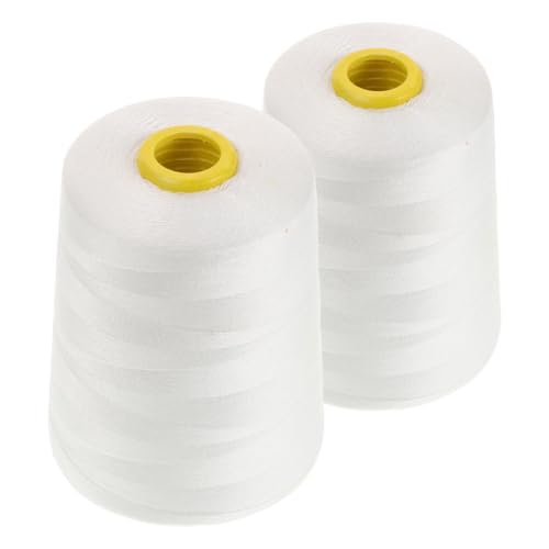 Hilo de coser de algodón 2 rollos 5000 yardas blanco miniatura 1