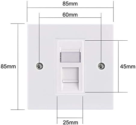 RJ45 Socket Cat6, LEENUE Single Socket RJ45 Network Wall Plate 2 Pack with Keystone Jack, White