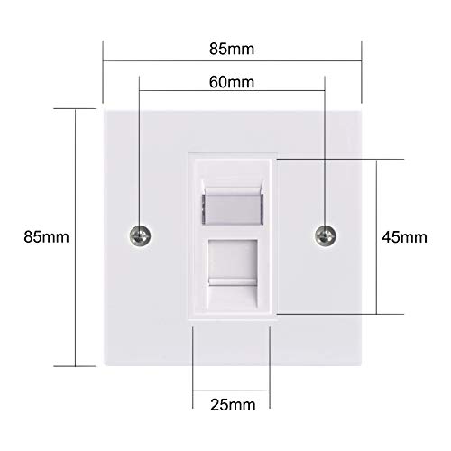 LEENUE RJ45 Socket Cat6 Ethernet Faceplate, Single Socket RJ45 Network Wall Plate 1 Port with Keystone Jack, White 4 Pack - Image 2