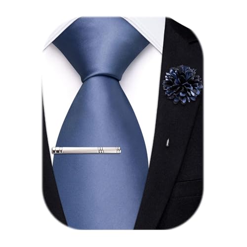 Image of Hi-Tie Men's Extra Long Solid Satin Tie Set 63 Inch /70 Inch Formal Necktie