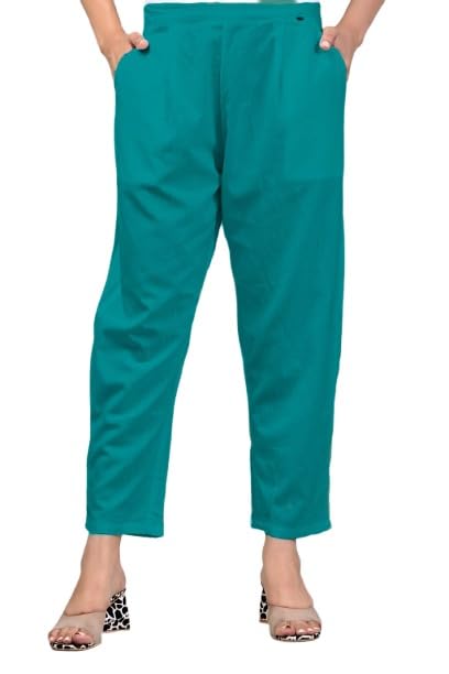 Women Elastic Waist Regular Fit Casual Cotton Trouser Pants-picture-18