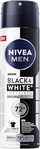 NIVEA MEN Black & White Invisible Deo Spray Deodorant mit Anti-Flecken-Formel zuverlässiger 72h Anti-Transpirant-Schutz und Active Protection (150 ml)