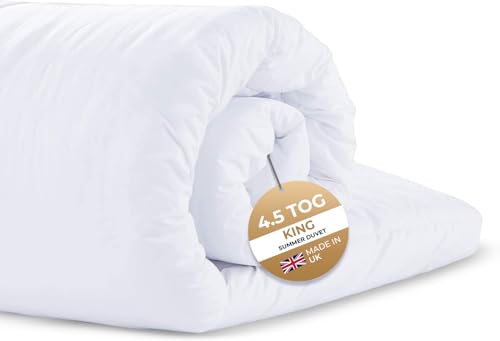 Imperial Rooms Summer Duvet King Size 4.5 Tog Breathable Duvets Light Weight Hypoallergenic Quilts UK Made