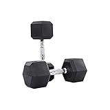 Clean Nut - Hex Rubber Dumbbells with Metal Handles - Choose Single or Pair - 15LB, 20LB (20 LB Pair (2 Dumbbells))