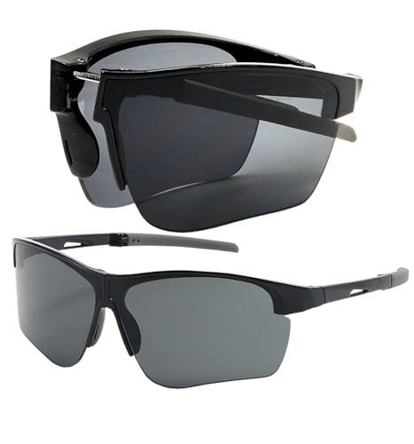 Image of Foldable Sports Sunglasses for Cricket Riding Driving Cycling Anti Glare Rimless UV400 Protected Goggles for Men Mirrored Shades for Man Stylish Branded Night Driving Glasses