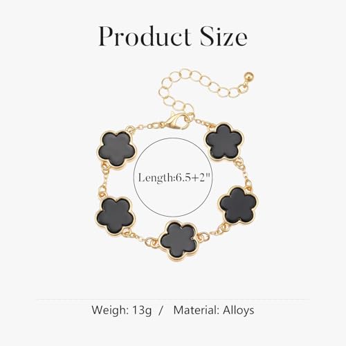 2 PCS Lucky Flower Bracelet Set for Women, Delicate Floral Chain Link, Cute and Classic Jewelry Accessory, Ideal for Daily Wear and All Occasions3