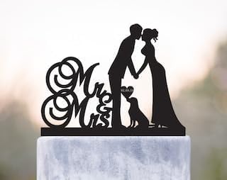 Mr mrs golden retriever cake topper,Mr and mrs wedding with retriever,labrador retriever cake topper,black lab cakes toppers,Unique Wedding Toppers Party Decor Custom Your Favor Color.