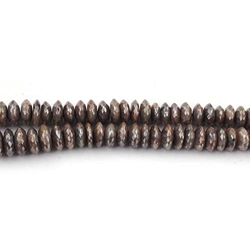 LKBEADS 1 pasmo naturalne brązowe srebrne, niemieckie cięte oponki – okrągłe koraliki 8 mm – 12 mm 40 cm