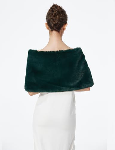 BEAUTELICATE Women Faux Fur Shawl Shrug Bridal Stole Wrap for Winter Wedding Party3