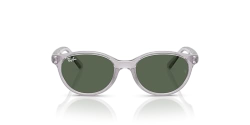 Ray-Ban RJ9080S Oval Sunglasses, Transparent Grey/Dark Green, 45 mm