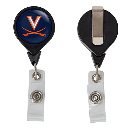 Desert Cactus University of Virginia Retractable Badge Holder Cavaliers UVA Wahoos ID Reel with Ticket Clip for Lanyard, Work, School & Office Access
