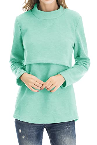 Image of Smallshow Women's Fleece Nursing Tops Shirts Long Sleeve Breastfeeding Clothes