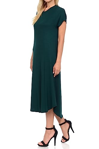 Image of iconic luxe Women's A Line Short Sleeve T Shirt Midi Dress Summer Casual