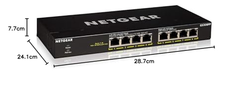 Netgear Switch PoE+ 8 Ports Gigabit Ethernet (GS308PP) - avec 8 Ports PoE 83 W, Flex Poe Upgradable Jusqu'à 123 W, sans Ventilateur, Plug and Play