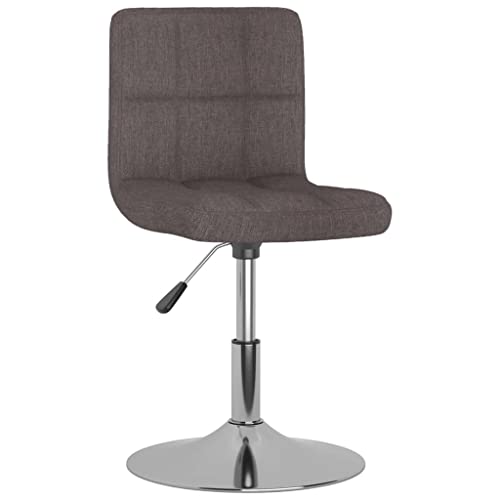 KGFHERENB Silla de comedor giratoria en color topo, moderna silla tapizada de tela con ajuste de altura, silla de cocina giratoria 360° con estructura de acero cromado, cómoda silla de escritorio