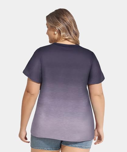 Image of CARCOS Plus Size Tops for Women Short Sleeve Shirt Summer Star /Leopard /Tie Dye /Flower Crewneck Pullover Tunic XL-5XL