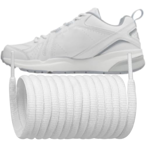 Endoto Oval Shoe Laces for New Balance 608/530/420/878/1080 Running Sneakers Replacement Shoelaces Strings(Color:White,Size:45Inch)