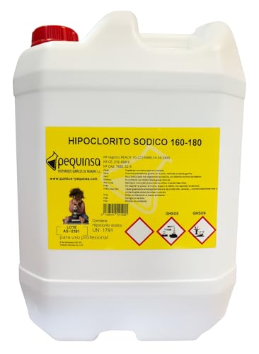 PEQUINSA Hipoclorito Sódico Profesional, 30 kg, UN 1791, CAS 7681-52-9, Envase Industrial. 30x25x45 cm