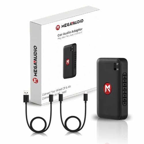 Image of MEGAAUDIO Tune 2-in-1 Wireless Car Adapter | Convert Wired Android Auto & Apple CarPlay to Wireless | Bluetooth Car Receiver | Seamless Connectivity | Works with OEM Factory Wired Systems Only
