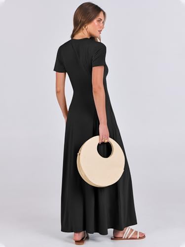 ANRABESS Women Summer Maxi Dress 2025 Casual Short Sleeve Button Fit & Flare A-Line Flowy Long Dresses with Pockets4
