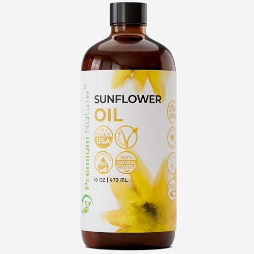 Sunflower Carrier Oil Cold Pressed Seed Oils Unrefined Sun Flower Liquid for Face Hair Skin Sunflowers Essential Oil Carrier for Mixing Pure Massage Oil 16oz