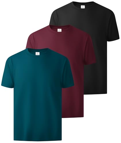 ZITY 3 Pack Men's T-Shirts Cotton Crew Neck Oversized Basic Tee Short Sleeve Soft Casual Shirts Summer Tops
