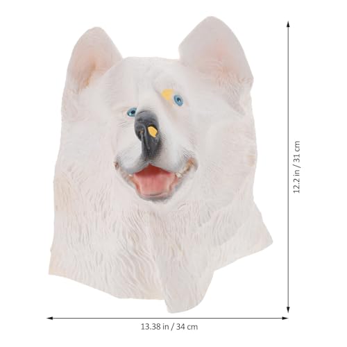 Masque chien latex blanc réaliste avec ouverture yeux pour soirée déguisée - 2