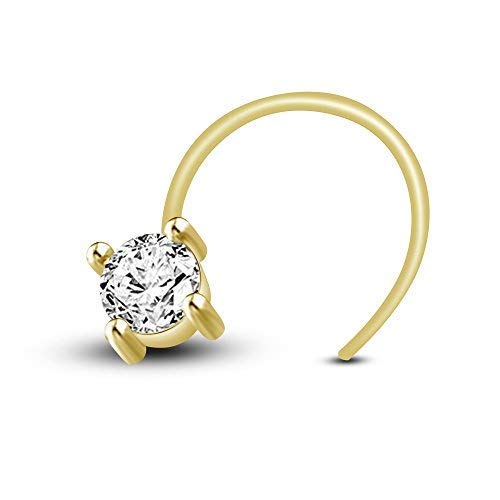 atjewels 14K Yellow Gold Over .925 Sterling Silver With Cubic Zirconia Diamond Nose Pin Rings for Women Girls MOTHER’S DAY SPECIAL OFFER