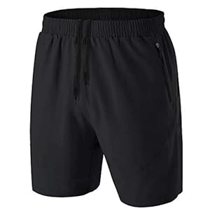 HMIYA Men’s Sport Shorts Quick Dry Running Gym Casual Short Lightweight with Zip Pockets