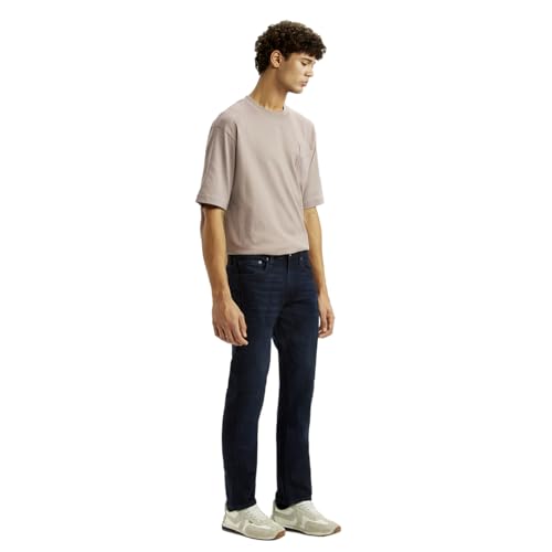 Image of Levi's Men's 513 Dark-Blue Slim Straight Fit Mid Rise Selvedge Jeans