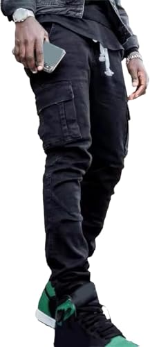 Maiyifu-GJ Men's Ripped Distressed Biker Jeans Slim Fit Stretch Hip Hop Denim Pants Fashion Tapered Leg Zipper Jeans Pants2