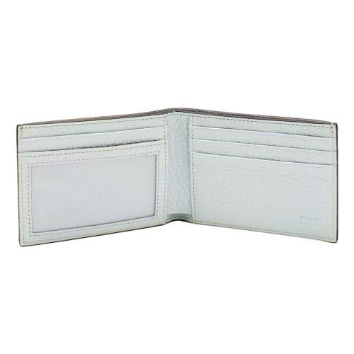 FENDI FF Logo Plaque Light Gray Pebbled Calf Leather Bifold Wallet3