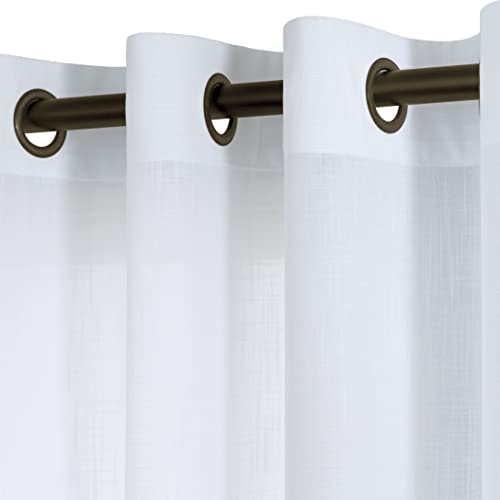 Koufall White Linen Curtains 84 Inches Long With Dark Grommet For Living Room Modern Farmhouse Textured Light Filtering Semi Sheer Curtains 84 Inch Length 2 Panels Set For Bedroom #TOP20