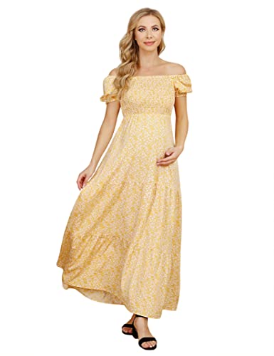 Image of Maternity Dress Women's Off Shoulder Split A Line Casual Maxi Dress Photography Dress for Babyshower