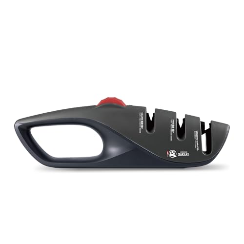 MITSUMOTO SAKARI Aiguiseur de couteaux Japonais Réglable à 5 Angles, Aiguiseur de Couteaux de Cuisine en 3 étapes pour Ciseaux et Couteaux de Cuisine,...